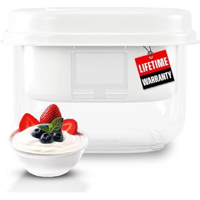 Ultimate Greek Yogurt Strainer - Make Delicious Homemade Yogurt with MORE PROTEIN AND LESS SUGAR - Fine Mesh Nylon Greek Yogurt Maker - 100% BPA Free & Dishwasher Safe with Large 2.2 Quart (Grey)