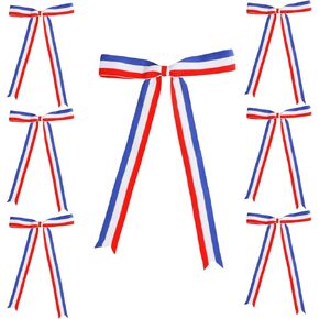 Patriotic Bows for 4th of July, 30 Pcs Red White Blue Bows with Twists Tie for Independence Day, Memorial Day Gift Wrapping, Cake Pops, Treat Bags (Red White Blue Stripe, 3 Inch x 30 Pcs)