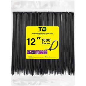 12 Inch Zip Ties Black 5000 PCS 50lbs Tensile Strength Nylon Wire Ties 3.6mm Wide UV Resistant Cable Ties Self Locking ZipTies for Indoor and Outdoor Use for object bundling and fastening