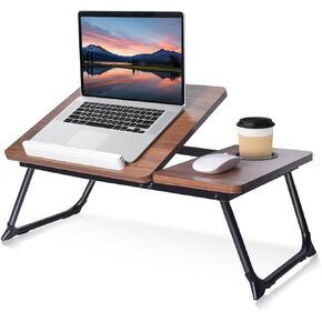 Adjustable Laptop Stand for Bed, Foldable Book Stand with Cup Holder