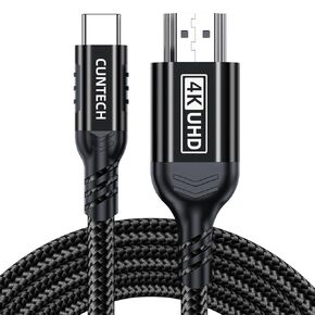 4K@60Hz USB C to HDMI Cable 6.6FT, [Thunderbolt 3/4 Compatible] for MacBook Pro/Air with iPhone 16 Pro/15 Pro/Max Surface Samsung Galaxy USB Type C Laptop Tablet Cell Phone