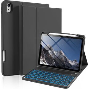 Keyboard Case for iPad 10th Generation 10.9 Inch 2022, 7 Colors Backlit Wireless Detachable Folio Keyboard Cover with Pencil Holder for 10.9 Inch iPad 10th Gen, Green