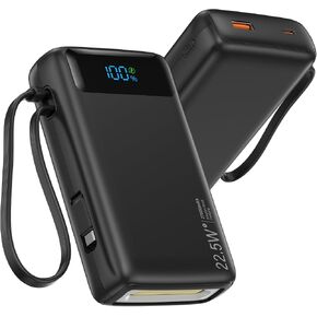 شاحن محمول 27000 مللي أمبير في الساعة ، بنك الطاقة الذي يحتوي على كابل مدمج لسلسلة iPhone 16/15 ، حزمة بطارية شحن USB-C-Outputing USB-C ، بنك شحن النسخ الاحتياطي لجميع أجهزة iPhone ، Androids. in Saudi Arabia