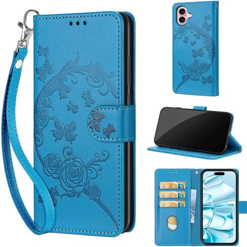 Designed for iPhone 16 Case Wallet,Women Flip Folio Cover with Embossed PU Leather Stand Credit Card Holders Slots Wrist Strap Phone Case for iPhone 16 6.1 Inch (Rose Gold) in Kuwait