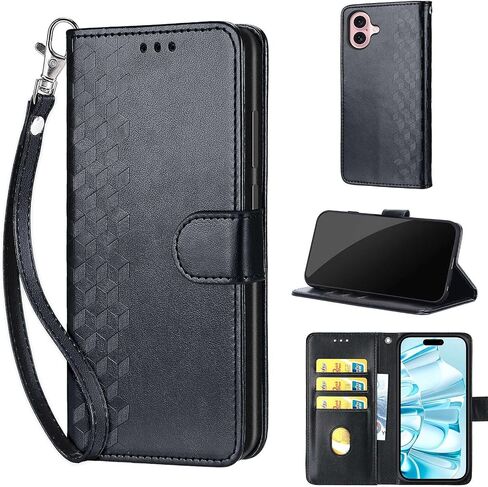 Designed for iPhone 16 Case Wallet,Women Flip Folio Cover with Embossed PU Leather Stand Credit Card Holders Slots Wrist Strap Phone Case for iPhone 16 6.1 Inch (Rose Gold) in Kuwait