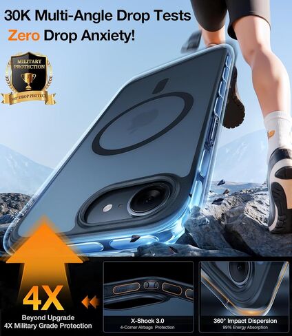 TORRAS Magnetic Shockproof for iPhone 16 Case, [18N Mighty Magnetic] [12FT Military Grade Drop Tested] [Fit for MagSafe] Protective Hard Back Plastic Slim Phone Case for iPhone 16 6.1", Black Titanium in Kuwait