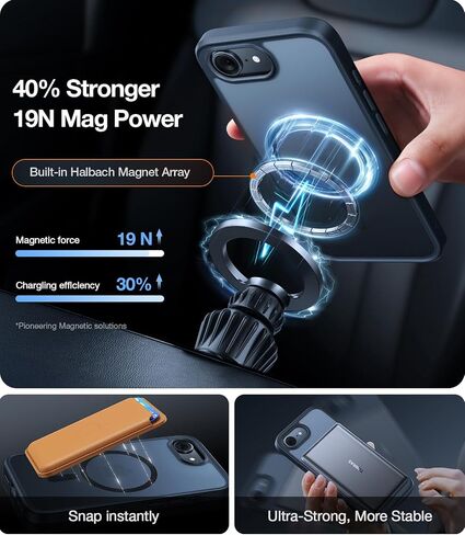 TORRAS Magnetic Shockproof for iPhone 16 Case, [18N Mighty Magnetic] [12FT Military Grade Drop Tested] [Fit for MagSafe] Protective Hard Back Plastic Slim Phone Case for iPhone 16 6.1", Black Titanium in Kuwait