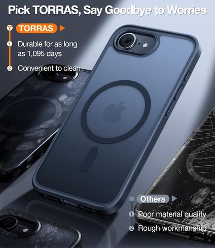TORRAS Magnetic Shockproof for iPhone 16 Case, [18N Mighty Magnetic] [12FT Military Grade Drop Tested] [Fit for MagSafe] Protective Hard Back Plastic Slim Phone Case for iPhone 16 6.1", Black Titanium in Kuwait