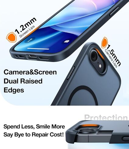 TORRAS Magnetic Shockproof for iPhone 16 Case, [18N Mighty Magnetic] [12FT Military Grade Drop Tested] [Fit for MagSafe] Protective Hard Back Plastic Slim Phone Case for iPhone 16 6.1", Black Titanium in Kuwait