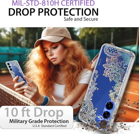 Coolwee Clear Glitter for Samsung Galaxy S25 Ultra Case, Slim Shockproof Thin Flower Cute Crystal Lace Bling Women Hard Back Soft TPU Bumper Protective Cover for Samsung S25 Ultra Mandala Henna in Kuwait