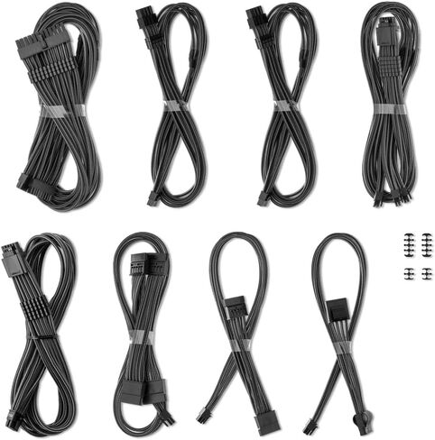 Cablemod C-Series Pro Modmesh Sleeved 12V-2x6 12VHPWR Dual StealthSense Kit لـ Corsair Type 4 RM Label/RMI/RMX (أسود) in Kuwait