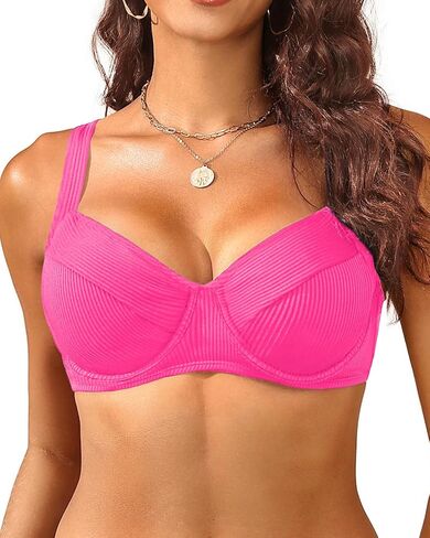Women Underwire Bikini Top - Push Up Swim Top Only Ribbed Bra Swimsuit Tops 2025 Bathing Suit Tops in Kuwait