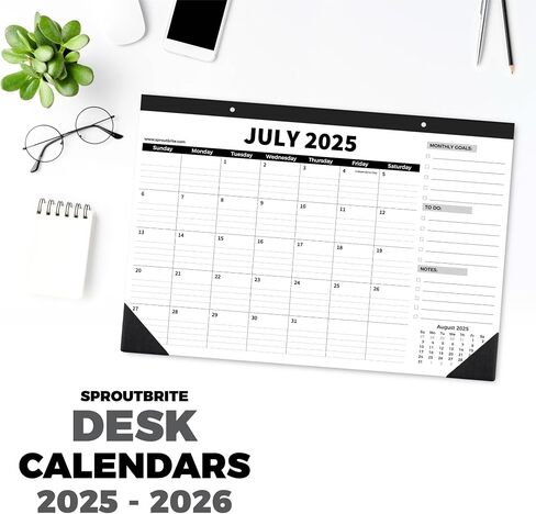 Sproutbrite 18 Month Desk Calendar 2025-2026, 17" x 11.5" Desktop Monthly Planner with To-Do List and Notes, Home, Office Desk Calendar in Saudi Arabia