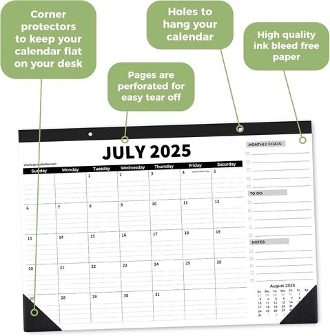 Sproutbrite 18 Month Desk Calendar 2025-2026, 17" x 11.5" Desktop Monthly Planner with To-Do List and Notes, Home, Office Desk Calendar in Saudi Arabia