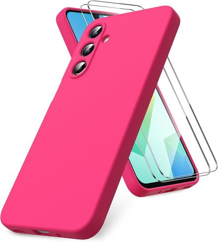 بالنسبة لحالة Samsung Galaxy A16 4G/5G ، حماة شاشة زجاجية مقسّمة ، علبة سيليكون سائلة TPU ناعمة ، قذيفة هلام مطاطية مقاومة للصدمة أسود in Kuwait
