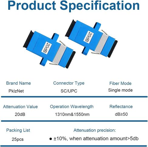 25pcs 5db SCOPC Flange Fiber Oneuators الوضع الفردي ، موصل التوهين من الإناث إلى الإناث. in Kuwait