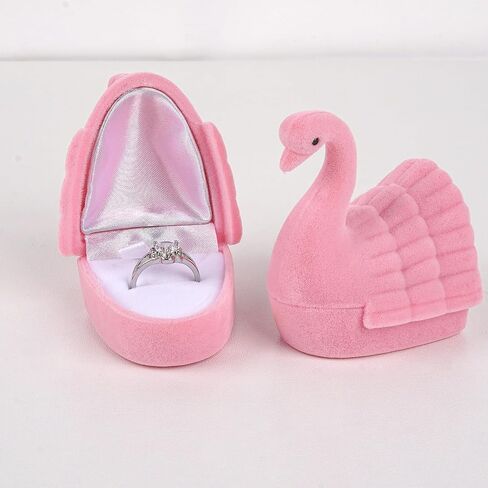 Swan Jewelry Box - Swan Ring Box, Jewelry Storage Box, Elegant and Practical Jewelry Box for Dating, Proposal, Wedding (2 Pack Black and White) in Saudi Arabia