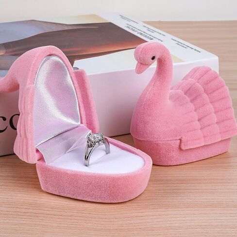 Swan Jewelry Box - Swan Ring Box, Jewelry Storage Box, Elegant and Practical Jewelry Box for Dating, Proposal, Wedding (2 Pack Black and White) in Saudi Arabia