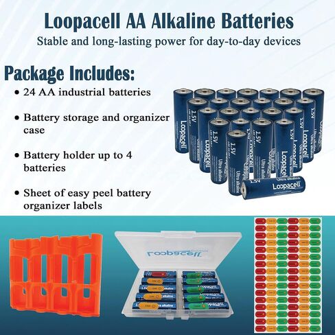 AAA Alkaline Batteries (Pack of 24) 1.5V - Includes Battery Organizer Kit in Kuwait