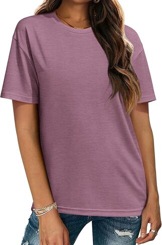 Zeagoo Women's 2 Pack T-Shirts Short Sleeve Tops Summer Casual Blouse Crew Neck Basic Shirt Loose Fit Tees in Saudi Arabia