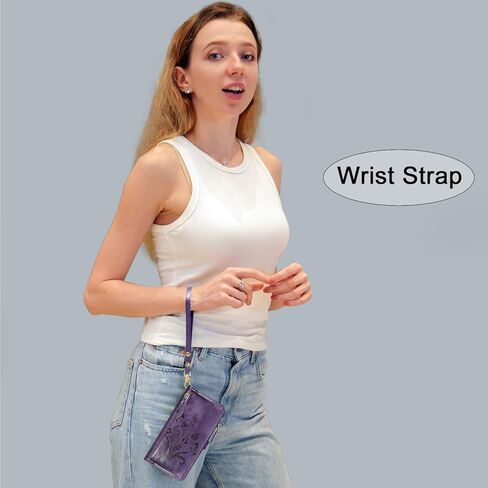 Lacass for Samsung Galaxy S25 Ultra Case Wallet ، [Cards Scan Scan Protection] Card Szipper Leather Flip Cover Cover Crossbody Wrist مع حامل (أسود أزهار) in Kuwait