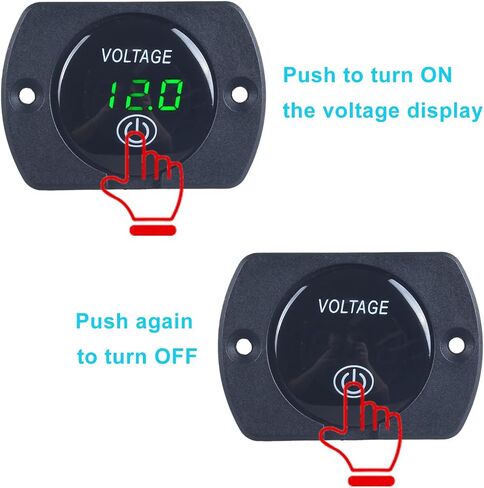 1Pc Car 12V Voltage Gauge with Touch Switch Car Digital Display Volt Gauge, DC 12V 24V with Waterproof Voltmeter Panel for Boat Marine Vehicle Motorcycle Truck ATV UTV Car Blue LED in Saudi Arabia