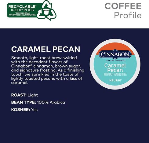 Cinnabon Caramel Pecan Coffee ، Keurig Single Servy Kup Pods ، 96 Count in Saudi Arabia