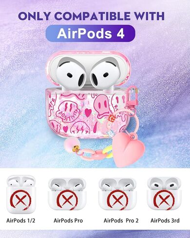 for Apple for Airpods 4 Case 2024 - Quicksand Liquid Kawaii Cute Lovely Funda Mujer Girl Women Sparkling Sparkle Glitter Bling Sparkly Cartoon Miki Keychain Girly for Airpod 4 Case Cover in Kuwait