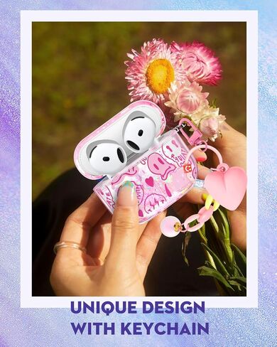 for Apple for Airpods 4 Case 2024 - Quicksand Liquid Kawaii Cute Lovely Funda Mujer Girl Women Sparkling Sparkle Glitter Bling Sparkly Cartoon Miki Keychain Girly for Airpod 4 Case Cover in Kuwait