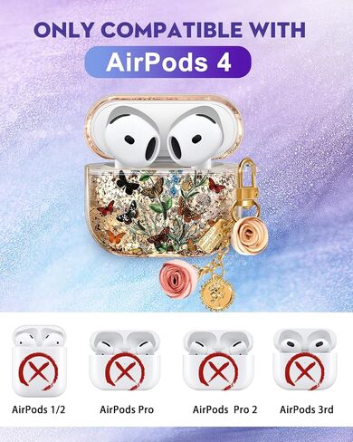 for Apple for Airpods 4 Case 2024 - Quicksand Liquid Kawaii Cute Lovely Funda Mujer Girl Women Sparkling Sparkle Glitter Bling Sparkly Cartoon Miki Keychain Girly for Airpod 4 Case Cover in Kuwait