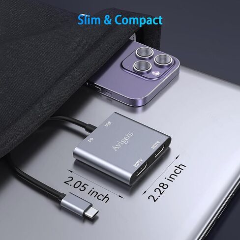 شركات USB C إلى محول HDMI المزدوج ، (2 في 1) محول USB C Hub Multiport مع 2 HDMI ، مزدوج شاشة محول دعم الكمبيوتر المحمول USB C إلى HDMI Flitter 1 في 2 Out شاشة العرض لجهاز USB C in Kuwait