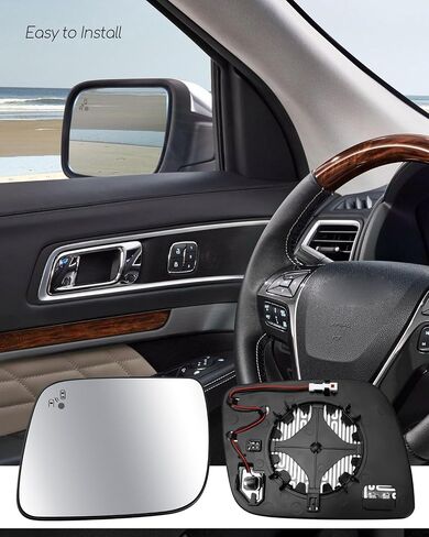 Right Passenger Side Heated Mirror Glass Fit for Ford Explorer 2011-2015 Replace BB5Z17K707D, RH Rear View Mirror Glass Lens with Blind Spot Detection in Saudi Arabia