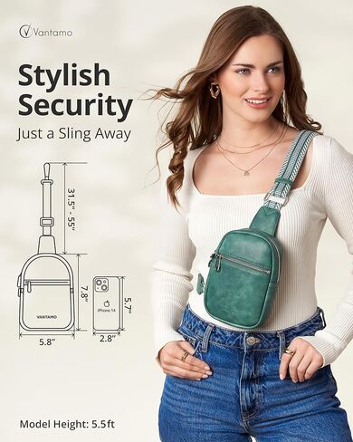حقائب Vantamo Crossbody للنساء: حقيبة حبال من الجلد النباتي لمنع RFID مع مشبك مضاد للنشل - نمط آمن للاستخدام اليومي in Kuwait
