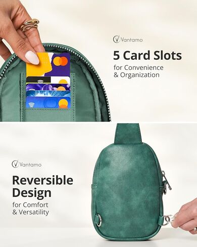 حقائب Vantamo Crossbody للنساء: حقيبة حبال من الجلد النباتي لمنع RFID مع مشبك مضاد للنشل - نمط آمن للاستخدام اليومي in Kuwait