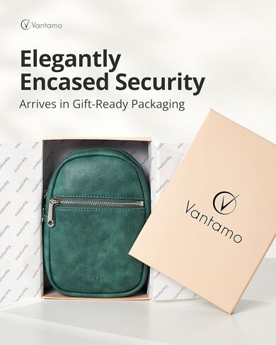 حقائب Vantamo Crossbody للنساء: حقيبة حبال من الجلد النباتي لمنع RFID مع مشبك مضاد للنشل - نمط آمن للاستخدام اليومي in Kuwait