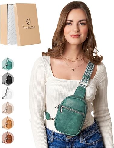 حقائب Vantamo Crossbody للنساء: حقيبة حبال من الجلد النباتي لمنع RFID مع مشبك مضاد للنشل - نمط آمن للاستخدام اليومي in Kuwait