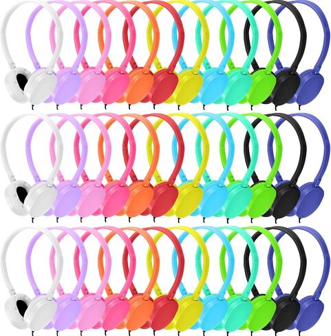 18 Pack Kids Headphones Bulk for Classroom School, Wholesale Wired Adjustable Headphones for Students Teens Children Gift and Adult(Mixed Colors) in Kuwait