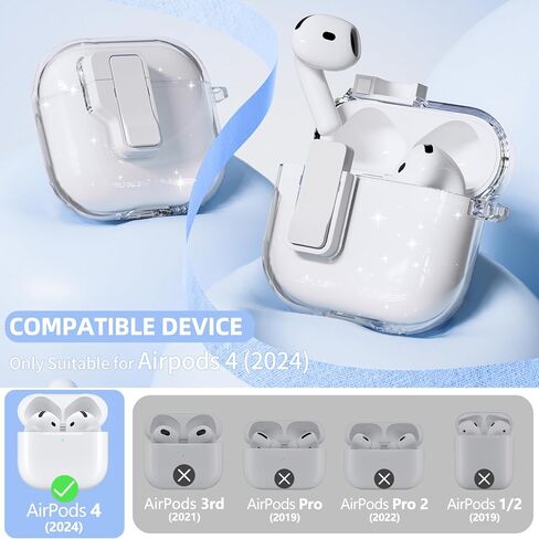 قفل السلامة لـ AirPods 4 ، واضحة لـ Apple Airpods 4 Case 2024 USB-C ، لغطاء AirPods 4 مع مجموعة نظافة للنساء الجريلي ، والغطاء المنبثق عن السيارات الكاملة مع الحبل وسلسلة المفاتيح ، والوردي ، الوردي in Kuwait