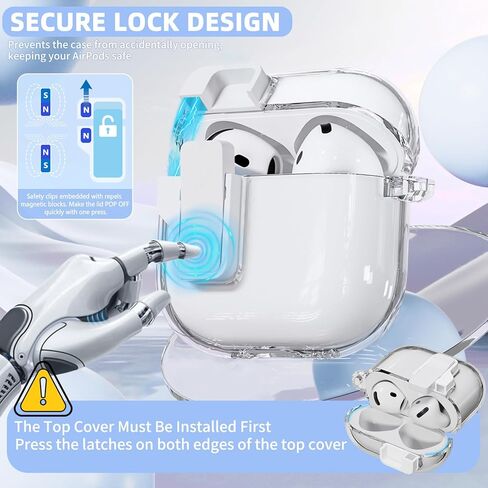 قفل السلامة لـ AirPods 4 ، واضحة لـ Apple Airpods 4 Case 2024 USB-C ، لغطاء AirPods 4 مع مجموعة نظافة للنساء الجريلي ، والغطاء المنبثق عن السيارات الكاملة مع الحبل وسلسلة المفاتيح ، والوردي ، الوردي in Kuwait
