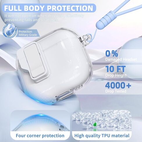 قفل السلامة لـ AirPods 4 ، واضحة لـ Apple Airpods 4 Case 2024 USB-C ، لغطاء AirPods 4 مع مجموعة نظافة للنساء الجريلي ، والغطاء المنبثق عن السيارات الكاملة مع الحبل وسلسلة المفاتيح ، والوردي ، الوردي in Kuwait