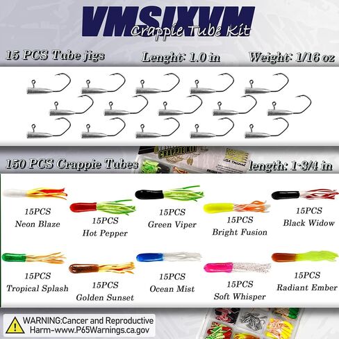 Tube Lures Crappie Lures Tube Jig Heads Tube Bait Kit, Tube Worm Hooks Crappie Jig Soft Plastic Tube Bait for Bass, Crappie, Panfish, Trout, Tube Rigs Tube Swimbait for Freshwater Saltwater in Kuwait