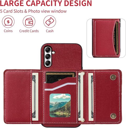 علبة الهاتف لـ Samsung Galaxy S23 Fe 5g محفظة مع حزام كتف متقاطع وحامل بطاقة الائتمان الجلدية جيب محفظة ضئيلة in Kuwait