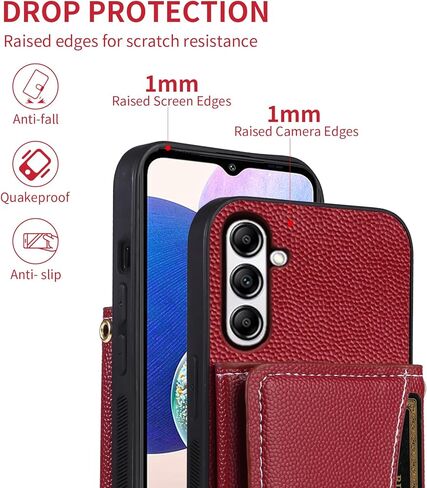 علبة الهاتف لـ Samsung Galaxy S23 Fe 5g محفظة مع حزام كتف متقاطع وحامل بطاقة الائتمان الجلدية جيب محفظة ضئيلة in Kuwait