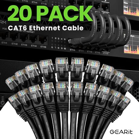 GEARit Cat 6 Ethernet Cable (100-Pack 0.5 Feet) Cat6 Network Patch, 10Gbps, RJ45, Snagless Cord, Gold-Plated Connectors, Internet for PC, TV, Tablet, Router, Printer, Servers, IT Data Center - Blue in Saudi Arabia