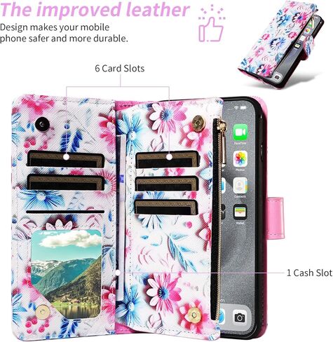 حقيبة محفظة لـ LG G8 Thinq مع حزام معصم كروس كتف حزام زهرة جلدية من جلود حامل بطاقة الائتمان حامل الهاتف LGG8 Thin Q G 8 LG8 G8THINQ LGG8THINQ in Kuwait