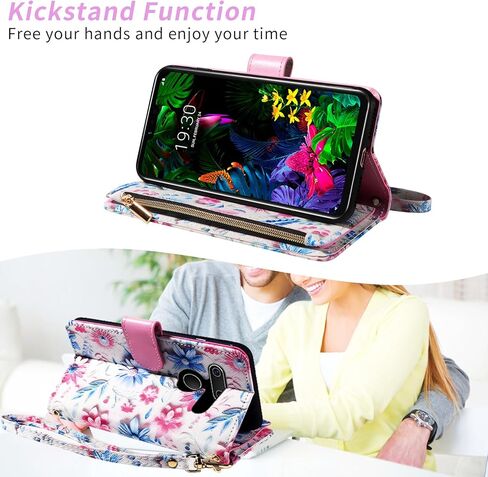 حقيبة محفظة لـ LG G8 Thinq مع حزام معصم كروس كتف حزام زهرة جلدية من جلود حامل بطاقة الائتمان حامل الهاتف LGG8 Thin Q G 8 LG8 G8THINQ LGG8THINQ in Kuwait