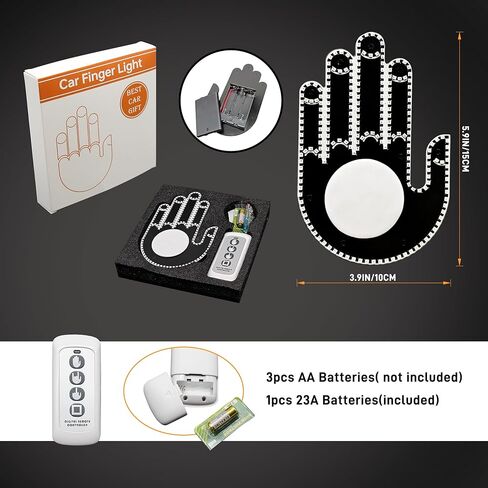 ضوء إيماءة يد السيارة لعلامة LED لغضب الطريق على النافذة الخلفية للسيارة، ضوء إصبع للسيارة مع جهاز تحكم عن بعد، ملحقات سيارة ممتعة مع 3 أوضاع in Kuwait