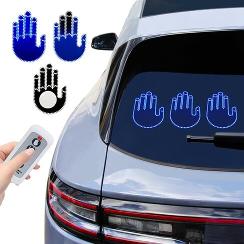 ضوء إيماءة يد السيارة لعلامة LED لغضب الطريق على النافذة الخلفية للسيارة، ضوء إصبع للسيارة مع جهاز تحكم عن بعد، ملحقات سيارة ممتعة مع 3 أوضاع in Kuwait