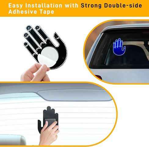 ضوء إيماءة يد السيارة لعلامة LED لغضب الطريق على النافذة الخلفية للسيارة، ضوء إصبع للسيارة مع جهاز تحكم عن بعد، ملحقات سيارة ممتعة مع 3 أوضاع in Kuwait