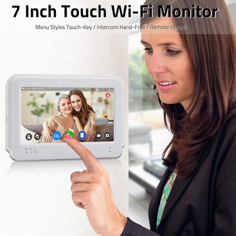 WIRELES WIFI VIDEO DOOBBLEST INTELOD ، 1080P فيديو باب فيديو مع شاشة ، 7 بوصة شاشة باب الشاشة هاتف ، لا رسوم شهرية ، TUYA APP Remote Intercom (الطاقة السلكية) in Kuwait